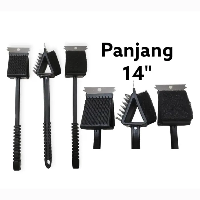Sikat Pembersih Panggangan BBQ Cleaning Grill Brush 3 in 1 - 2 in 1 - 2 in 1 - 12" 0