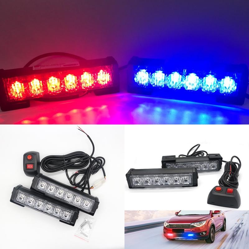 Đèn chớp 6 Led đôi, COB lắp trên nóc, ca lăng, lưới tản nhiệt xe ô tô DC12-24V