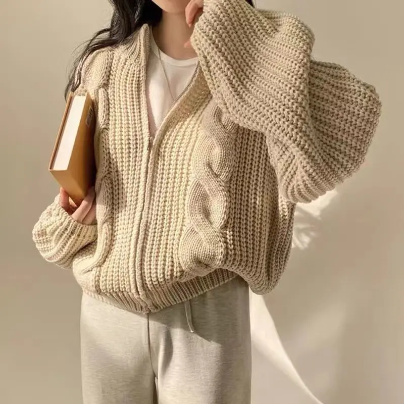 Áo khoác len thừng không mũ