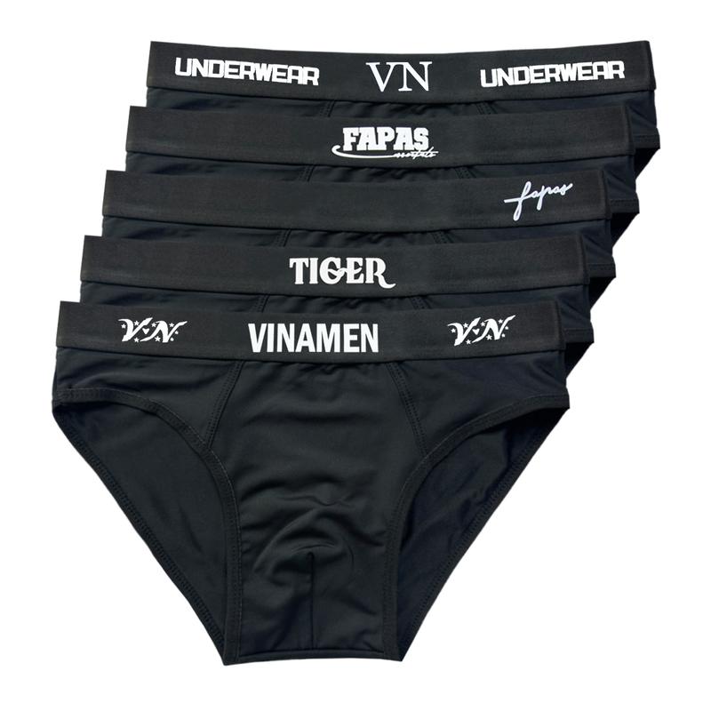Set 5 quần sịp nam màu đen thun lạnh, quần lót nam nhiều mẫu đa dạng co dãn thoải mái, đồ lót nam thấm hút tốt, quần sịp Menswear thoáng mát Quần Boxer Boxer 4