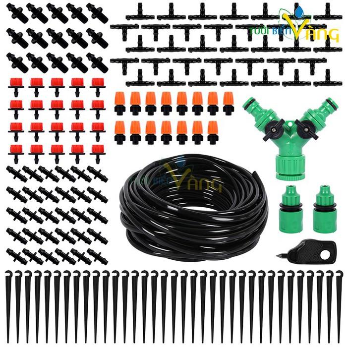 Hệ thống tưới nhỏ giọt phun sương tưới cây 20 đầu tưới 8 tia nhỏ giọt hoặc phun mưa 15 béc phun sương và đầy đủ ống nước và phụ kiện đầu nối với vòi nước hoặc đồng hồ hẹn giờ tự động