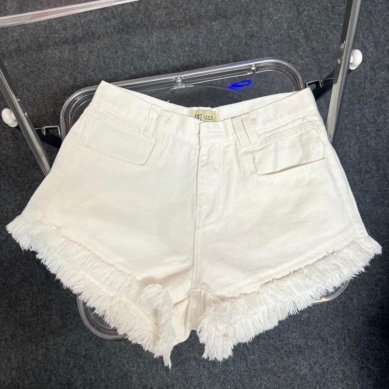 BG21 Quần Short Jean BIGSIZE Nữ Lai tua rua Lưng cao Dài Quần 27cm Women Pants Khuy