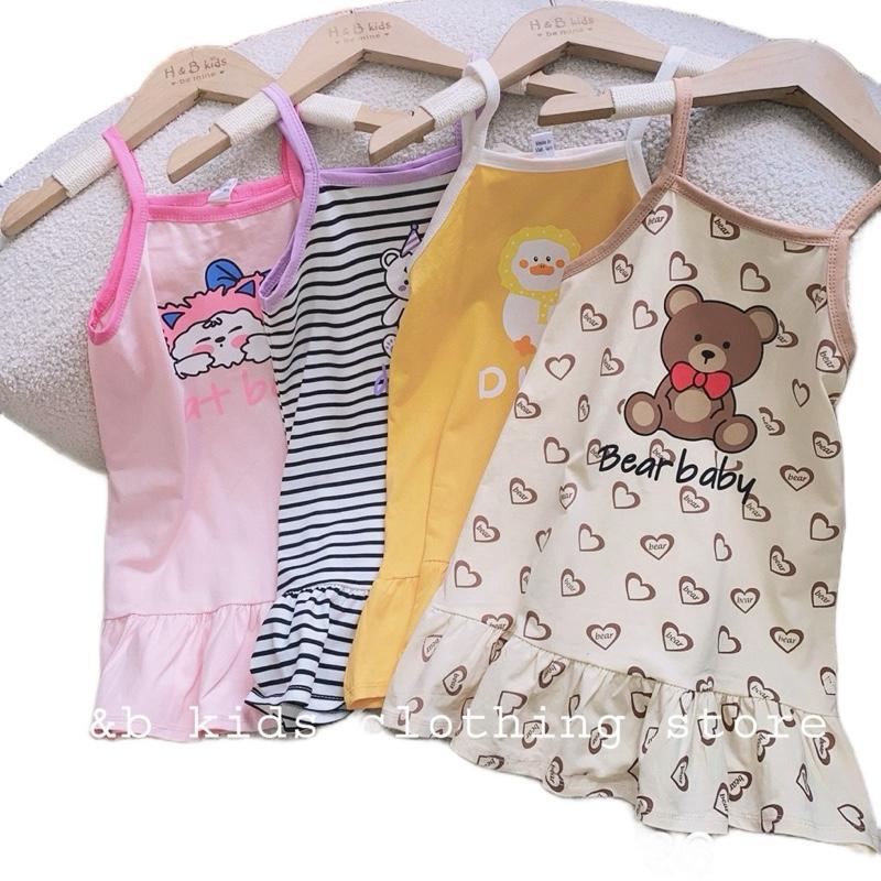 Nakids Váy 2 dây xuông cho bé gái chất liệu cotton, hoạ tiết hình in sắc nét 0