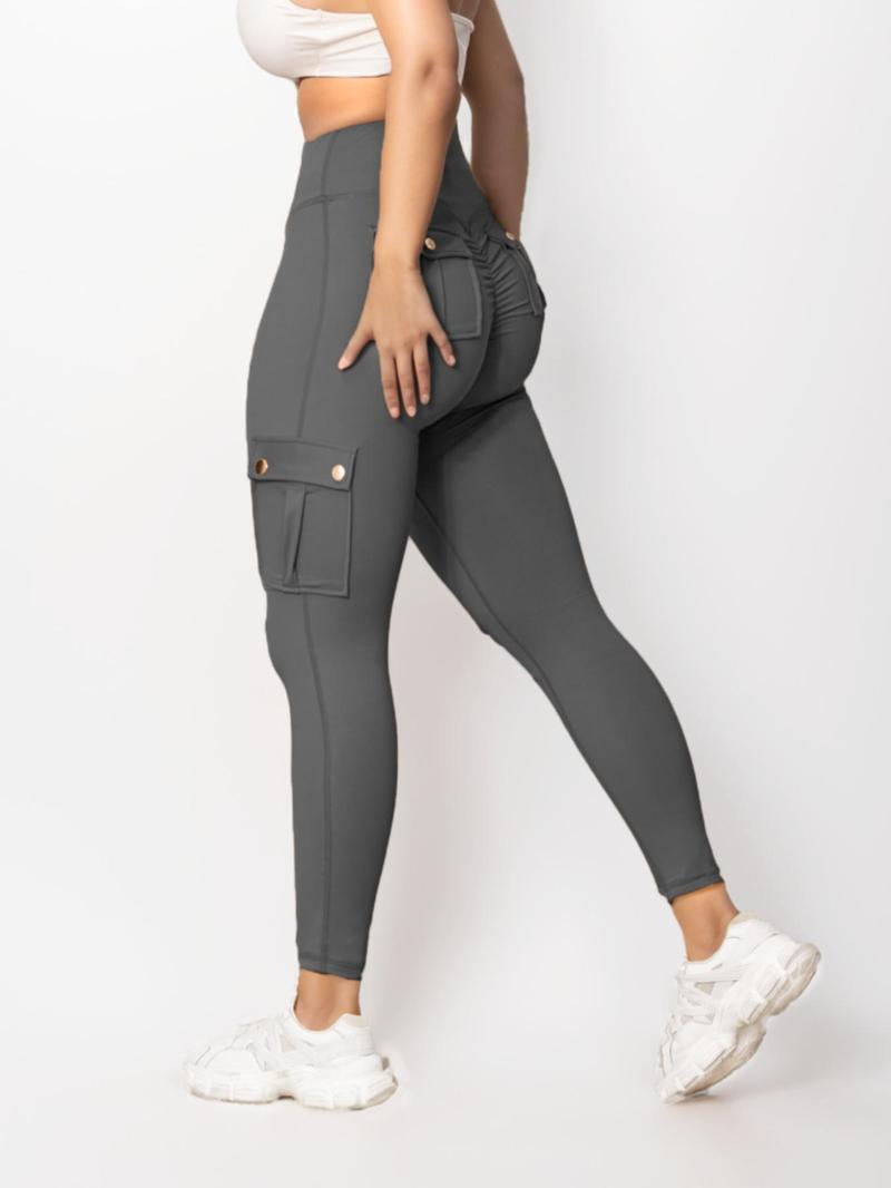 Product Introduction of Women's Solid High Waist Pocket Sports Outdoor Pants, Casual Comfy Breathable Skinny Pants for Yoga Gym Workout, Ladies Sportswear for All Seasons 6