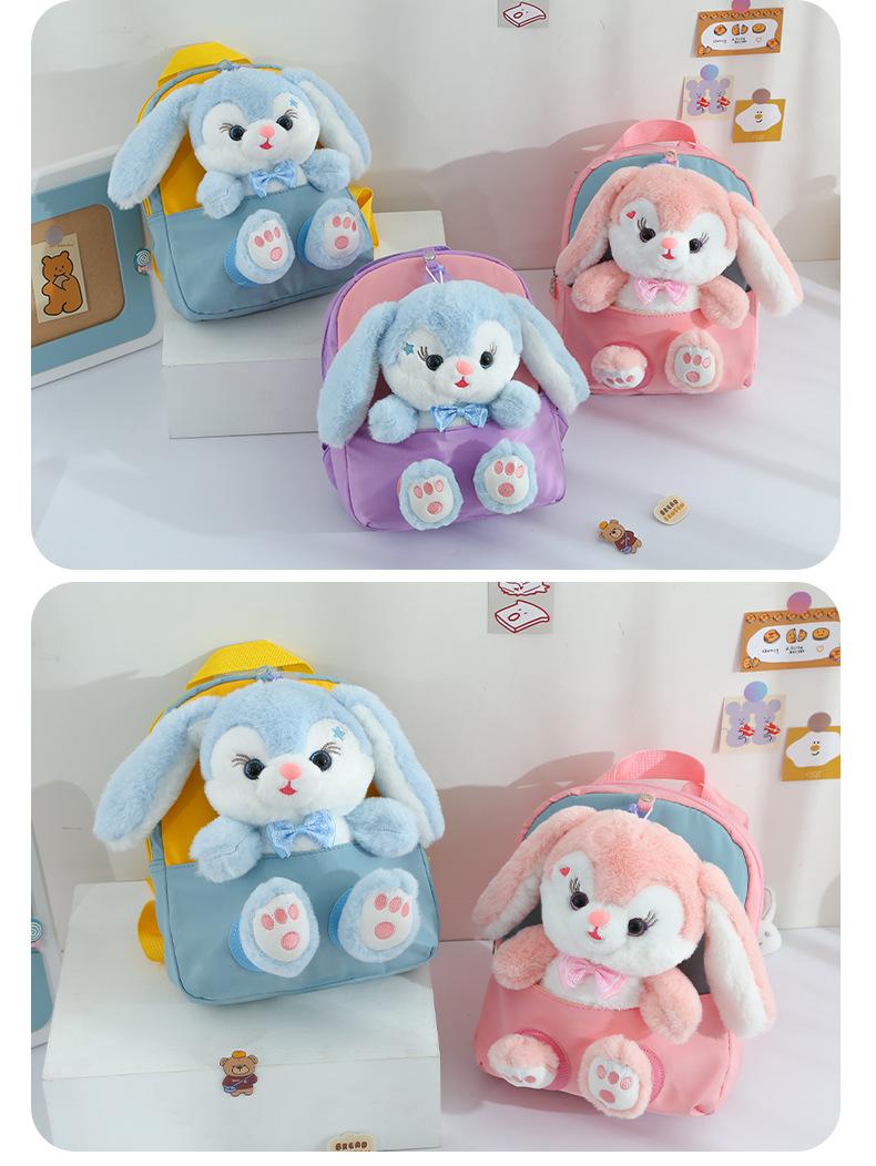 Product Introduction of Plush 3D Rabbit Backpack for Boys Girls Kids Children SchoolBag Cute Bow Tie Cartoon School Bags Kindergarten Preschool Baby Bag 12
