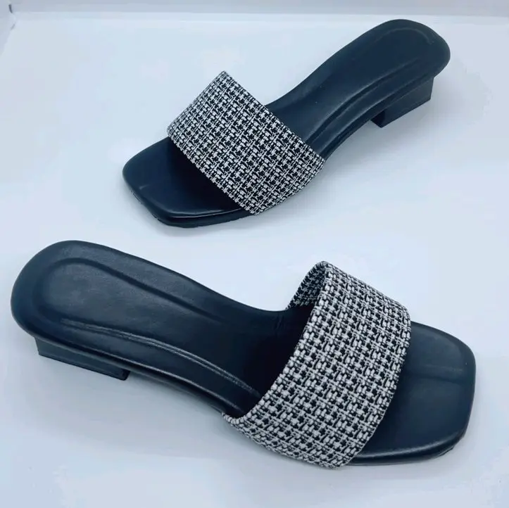Dép Cao Gót Nữ. Gót Vuông Cao 3 phân Quai Vải Bố (mã số B3) DéP  Shoes 3