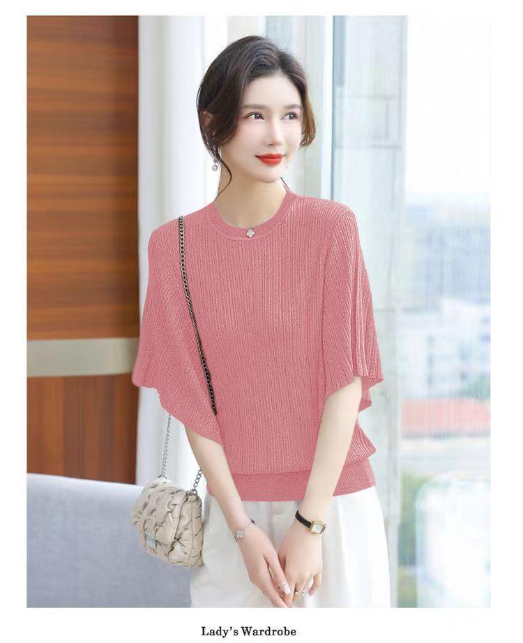 Product Introduction of Áo Phông Dáng Rộng Cho Nữ, Ngoại Cỡ, Áo Cánh Dơi, Làm Bằng Lụa Lạnh, ngắn Tay, Áo Thường Ngày Thích Hợp Cho Mùa Hè, Áo Cánh Mỏng, Quần Áo Nữ 11