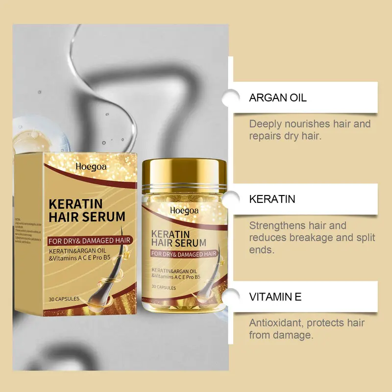 Moroccan Hair Serum Capsules, 30pcs/box Deep Moisturizing Hair Care Serum, Hair Care & Styling Product for Women & Men 3