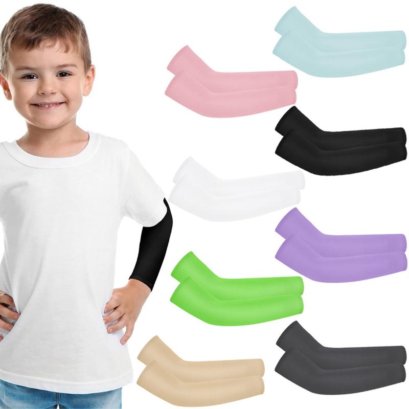 1 Pair Kids Sports cooling Arm Sleeves Cover Sun UV Protection For 5-12 Years Girls Boys Elastic Ice cuff Cycling Arm Warmer 0
