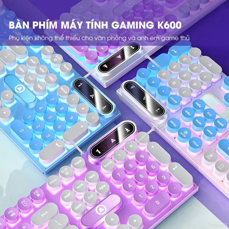 laegou21 Bàn phím máy tính gaming SIDOTECH K600 có dây full size phím giả cơ nút tròn LED RGB phù hợp dân văn phòng và game thủ keyboard  bluetooth ban  phimgiare rapid trigger 3