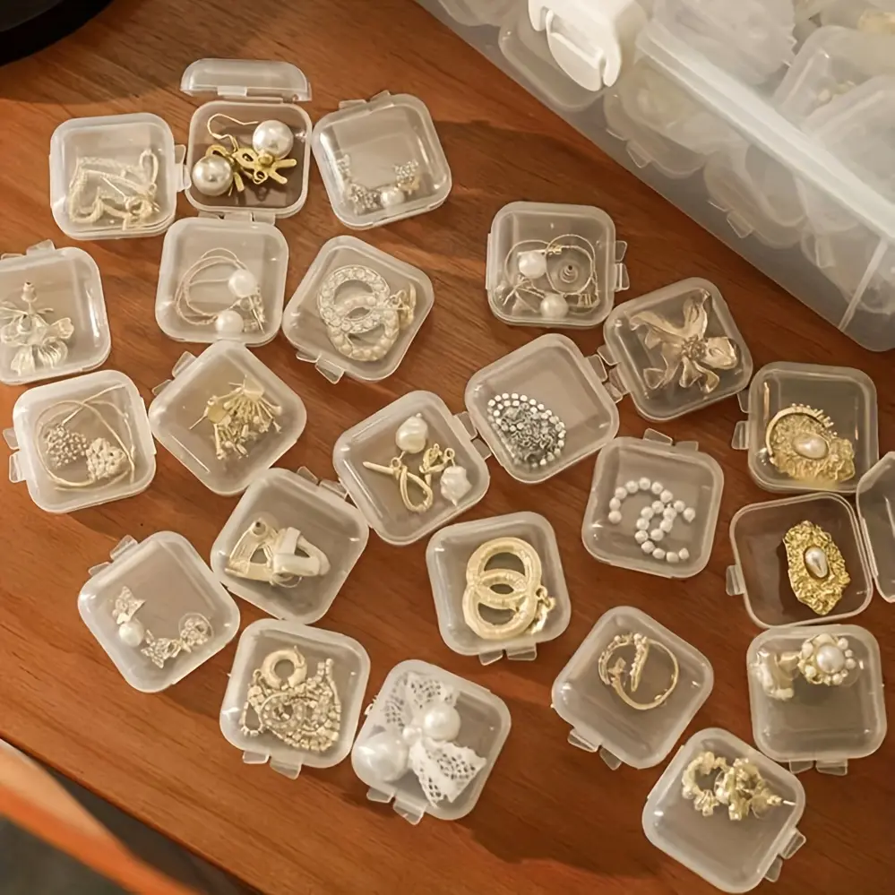 30 pieces of plastic transparent square jewelry accessory storage boxes for necklaces, rings, earrings, bracelets, and small items packaging containers storage box