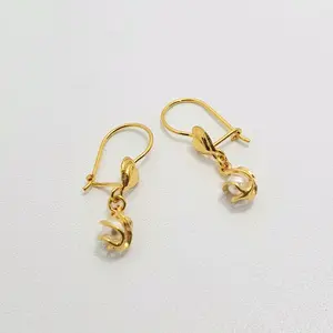 Anting Desi Emas Muda Bandul Pelintir Mutiara 1/2 Gram