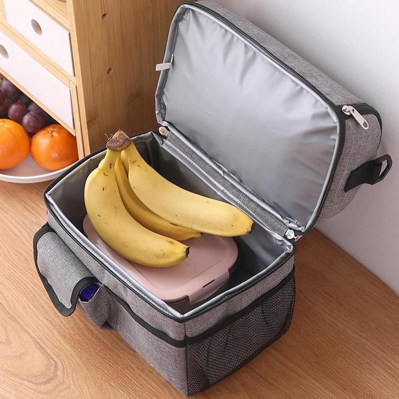 Large Capacity Insulated Lunch Bag, 1 Count Portable Lunch Box Storage Bag with Handle & Strap, Lunch Box Tote Bag for Work, School, Travel, Picnic 3