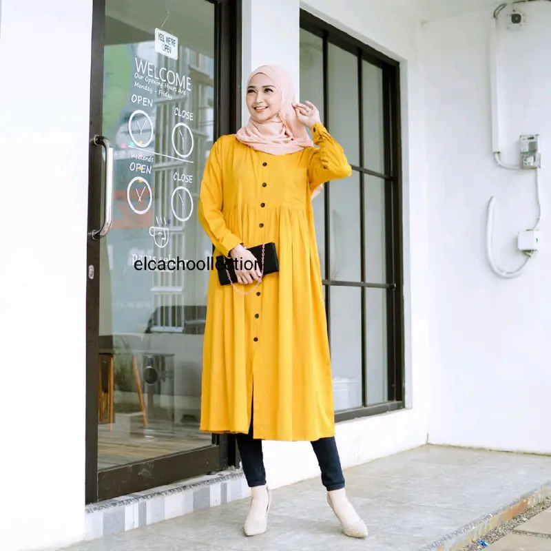 Baju Tunik Wanita Muslim Katun Rayon  Atasan  Cewek Kain halus 4