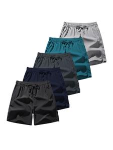 Men's Solid Color Drawstring Waist Beach Shorts, Comfortable Breathable Zipper Pocket Shorts for Daily Wear, Men's All-Match Bottoms for Summer