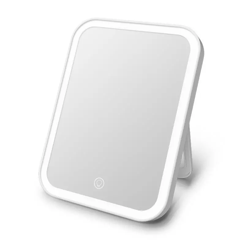 Portable Square Mirror with Led Light, Self Standing Makeup Mirror, Desktop Mirror, Room Mirror for Home, Modern Makeup Mirror, Vanity Mirror, Durable 0
