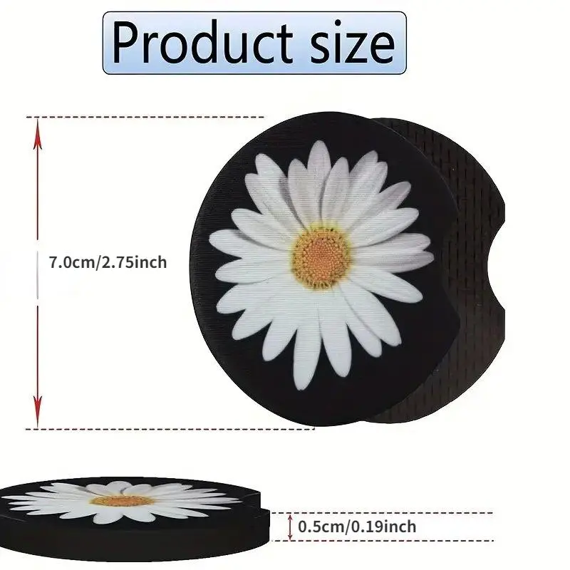 Car Coaster, Round Anti-slip Car Cup Holder Coaster, Car Cup Holder Pad, Car Interior Decoration Accessories for Women & Men 3