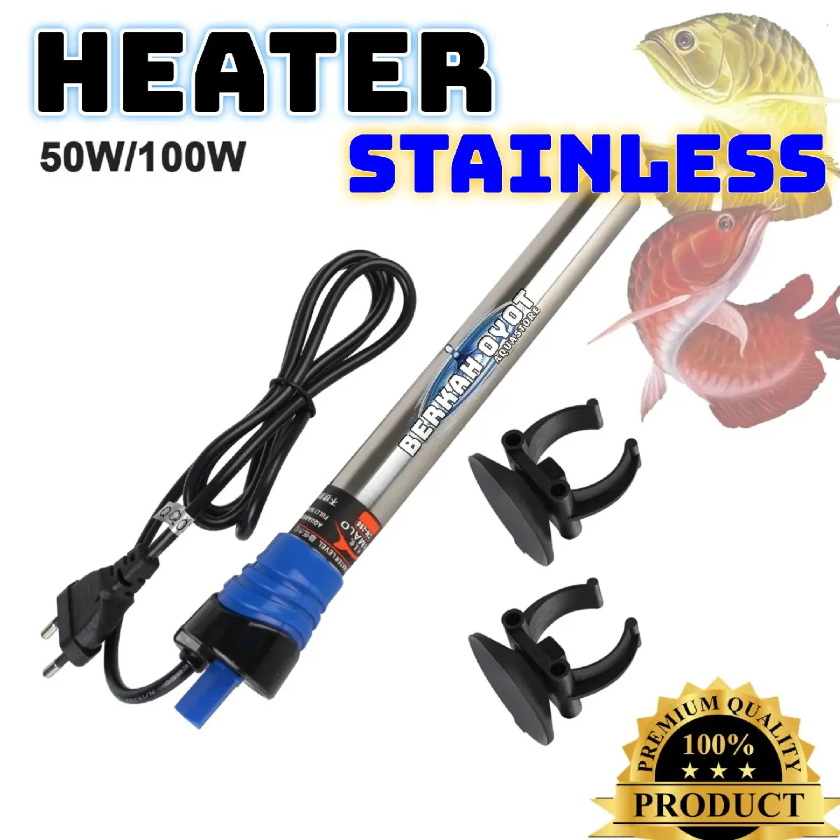 HEATER STAINLESS DAN KACA PEMANAS SUHU AQUARIUM
