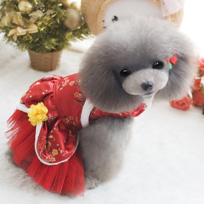 Váy Tết cho chó mèo, vải cotton , ấm áp thoáng mát , Quần áo thú cưng 7