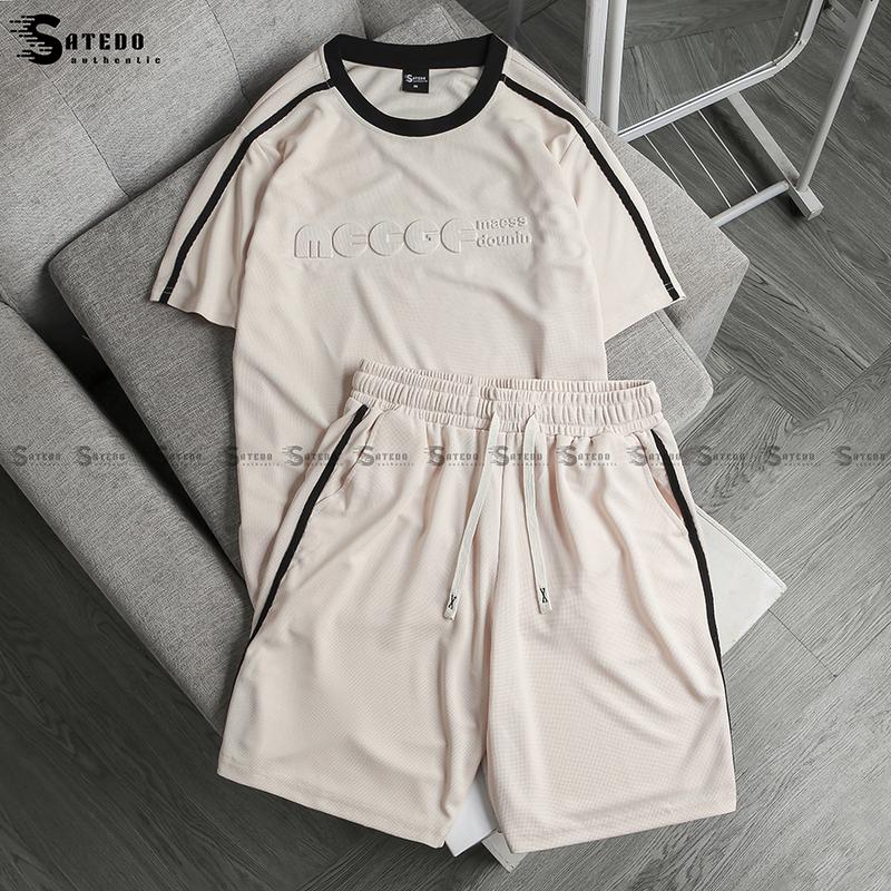 Bộ quần áo thể thao nam nữ SATEDO dập chữ nổi 3D, chất liệu vải Cotton Waffle thoáng mát thấm hút mồ hôi mã SP: S029 Menswear