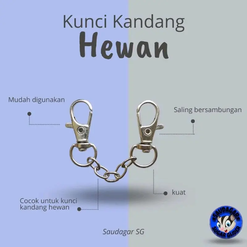 Rantai Kunci Kandang Sugar Glider/burung/hamster/reptil