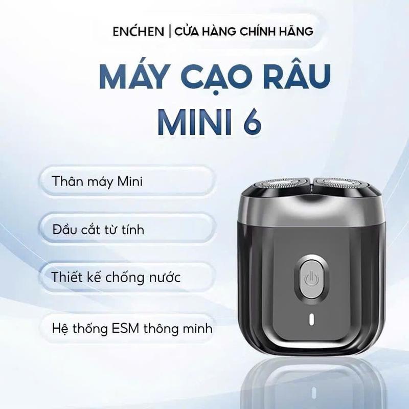 Máy cạo râu Enchen Mini 6, lưỡi dao kép mỏng, chống nước IPX7 cạo khô và ướt, pin trâu