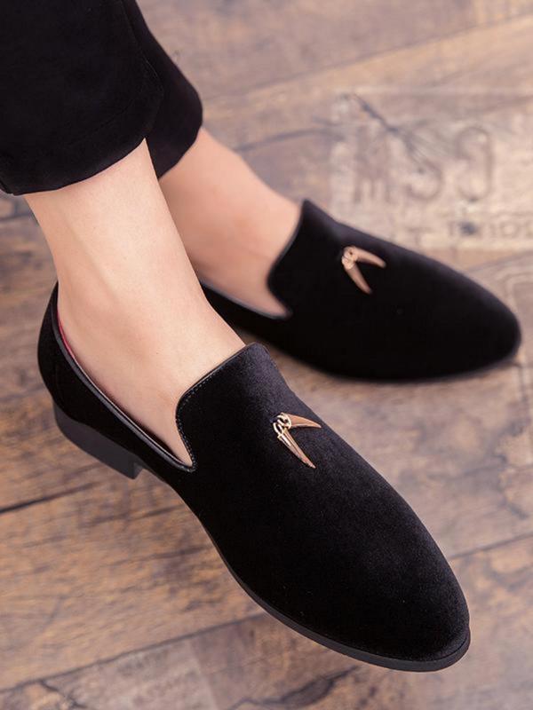Men's Minimalist Temperament Velvet Loafers, Trendy Pointed Toe Slip-on Loafers, Fashionable Shoes for Daily Wear 3