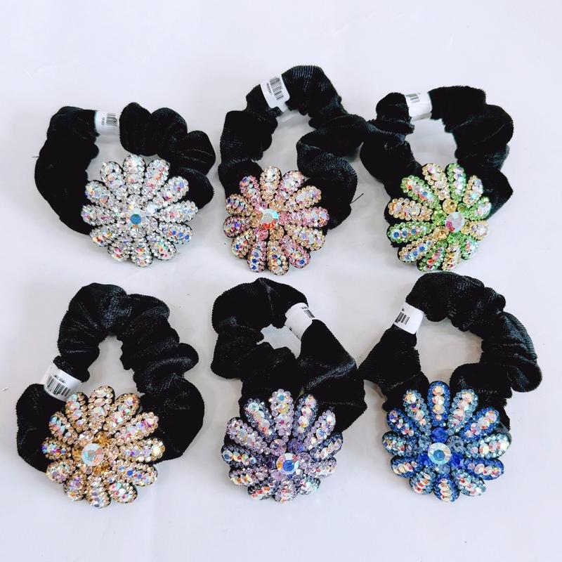 Cột tóc nhung đính đá cao cấp phom nhỏ hoa cúc nhỏ CT8