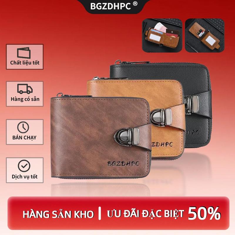   BGZDHPC  Ví Nam,Ví Ngắn,Có Ngăn Đựng Căn Cước Và Ngăn Đựng Thẻ Túi Có Khóa Kéo Tiền Xu Ví Nam Da PU,Sức Chứa Lớn Nhiều Ngăn Đựng Thẻ Làm Bằng Da PU,Tiện Lợi Phong Cách Cổ Điển Và Thường Ngày,Nhiều Khe Cắm Thẻ,Túi có dây kéo 