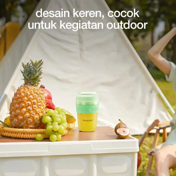 Rockstar bahan yang aman untuk makanan blender 6 bilah mata pisau juicer mini blander 400ml  portable  usb charge chopper  kekinian