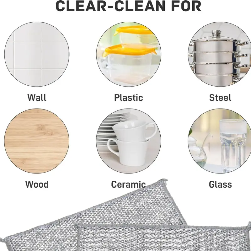 Reusable Dishcloth, 10pcs Multipurpose & Washable Dishcloth, Non-scratch Dishcloth for Kitchen, Sink & Pan, Household Cleaning Supplies 5