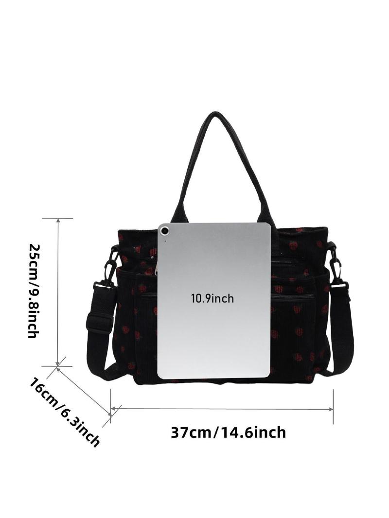 Product Introduction of Women's Strawberry Pattern Tote Bag, 2025 New Style Large Capacity Multi-pocket Design Crossbody Bag, Casual Trendy Versatile High-quality Daily Commuting Bag 7