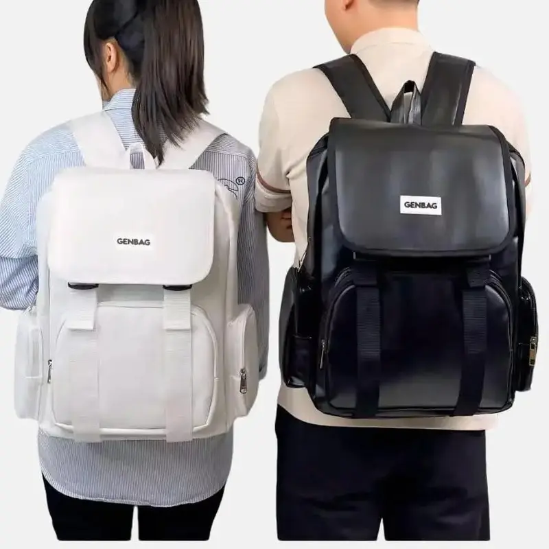 Balo da Pu mịn nắp gập 5 ngăn chống sốc đựng vừa lap 15.8icnh cực sang trọng phong cách Hàn Quốc. Nam Đeo Vai Bag 0