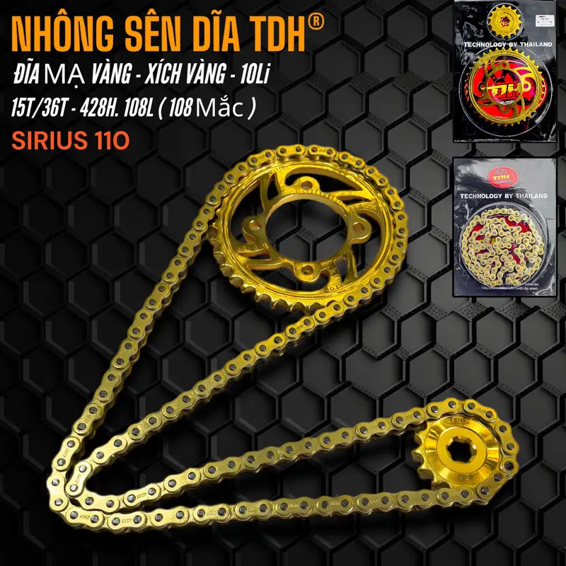 [ Thành DH ] Nhông Sên Dĩa TDH V2 Lắp Cho Sirius 110 - 50 - Wave - Dream [ Sên 10 Li/ 108 Mắc Lắp Cho Gắp Dài ] Phụ Tùng 0