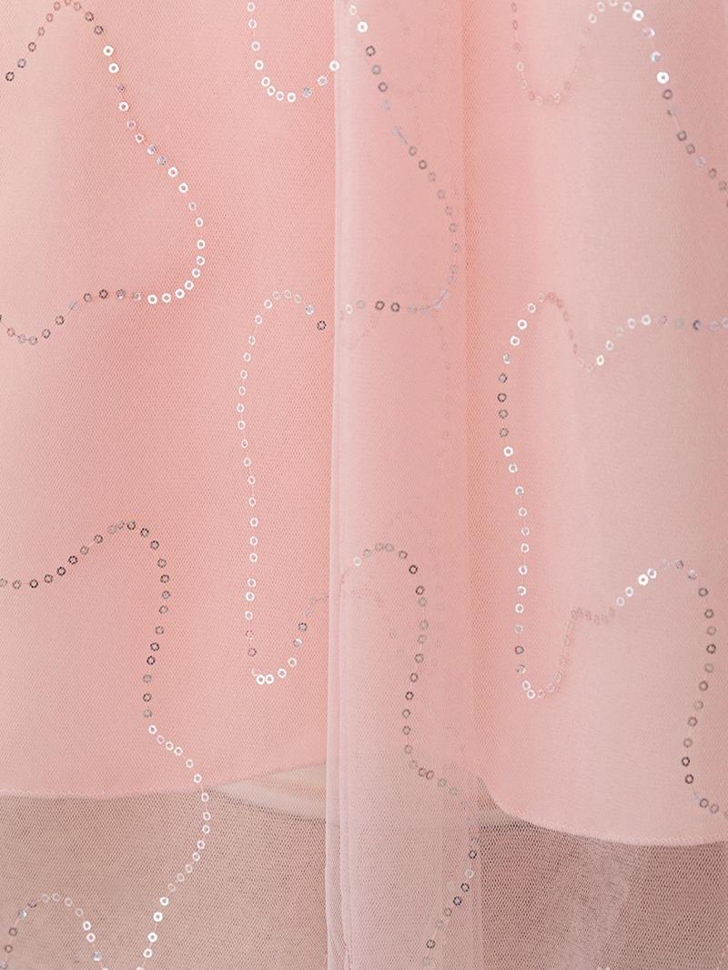 Product Introduction of Girl's Floral Embroidery Contrast Sequin Faux Pearls Zipper Back Fit and Flare Party Dress, Elegant Contrast Mesh Maxi Tutu Dress for Party Performance Wedding Guest, Kids Clothes for All Seasons 8