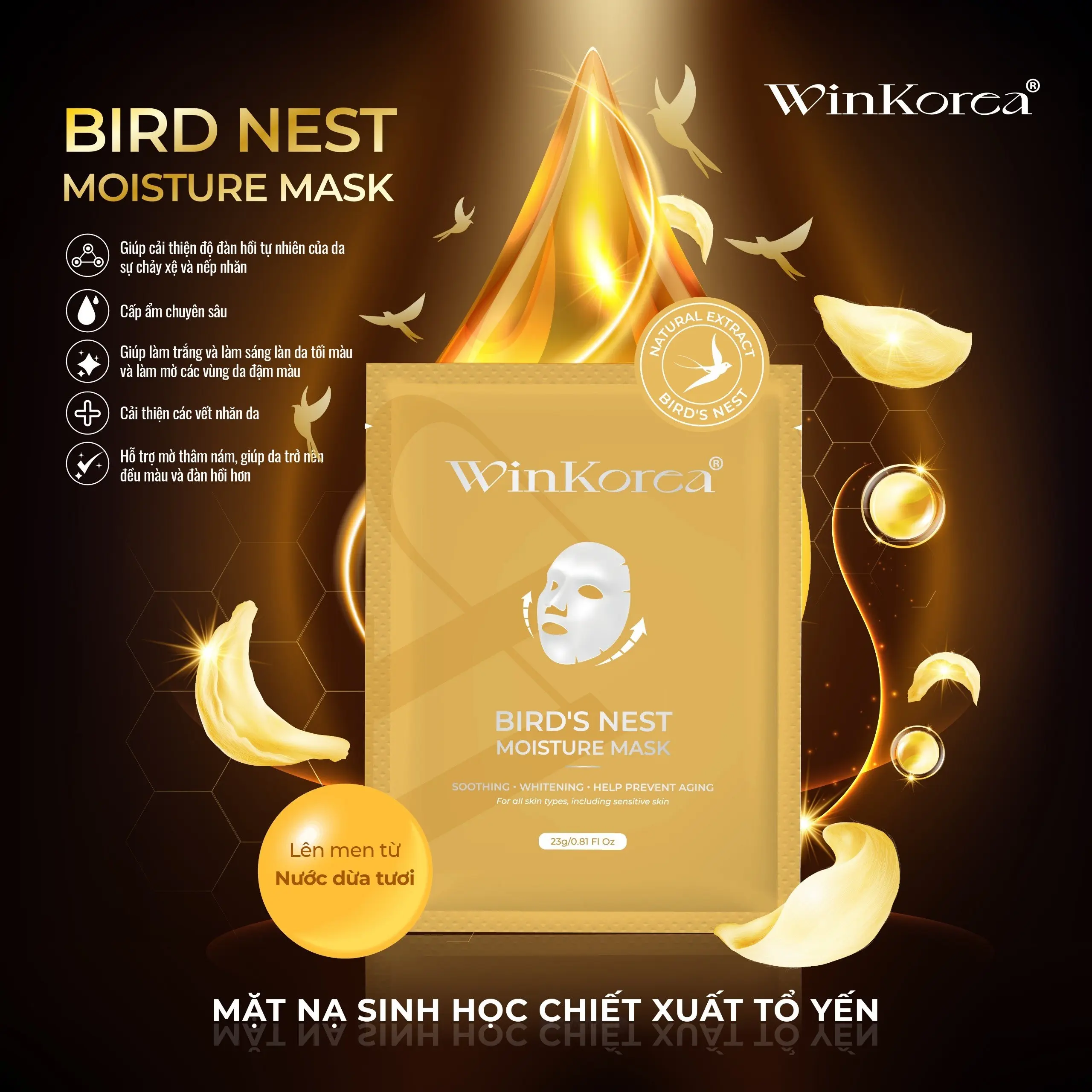 Mặt Nạ Dừa Sinh Học Biocell WinKorea Hỗ Trợ Dưỡng Trắng Da,Giúp Cải Thiện Độ Đàn Hồi Cho Da 1 Hộp 4 Miếng Skincare Mask Nữ Làm Đẹp Da Dưỡng Ẩm