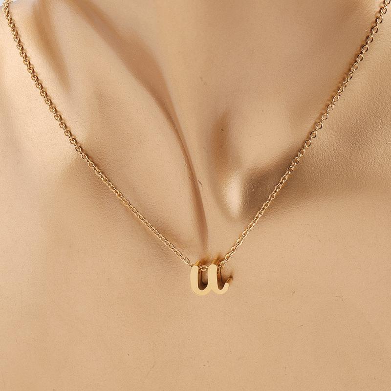 Product Introduction of Trendy New Fashion Hot Selling Lowercase English Letter Necklace Stainless Steel English Letter Beaded Necklace Necklace 20