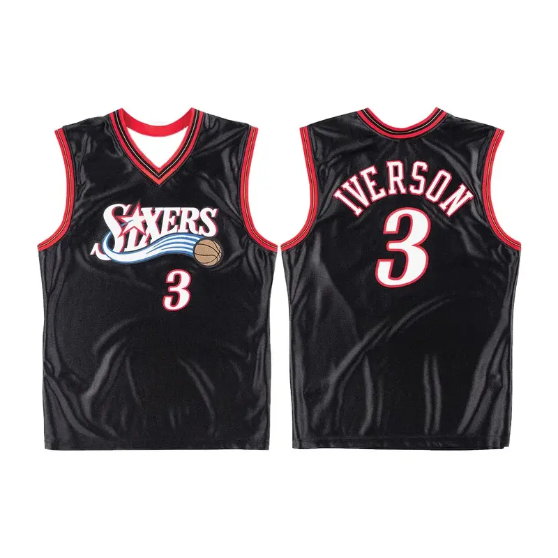 American Men's Basketball Jersey Retro Classic Jersey 2000/01 Version Philadelphia No. 3 Allen Iverson Black Classic