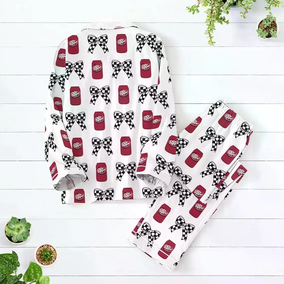 Dr Pepper Coquette Bow Pajamas Set, Diet Dr Pepper Shirt, Drinking Womens Pajamas, Beverage Sleepwear, Dr Pepper Lovers Gift