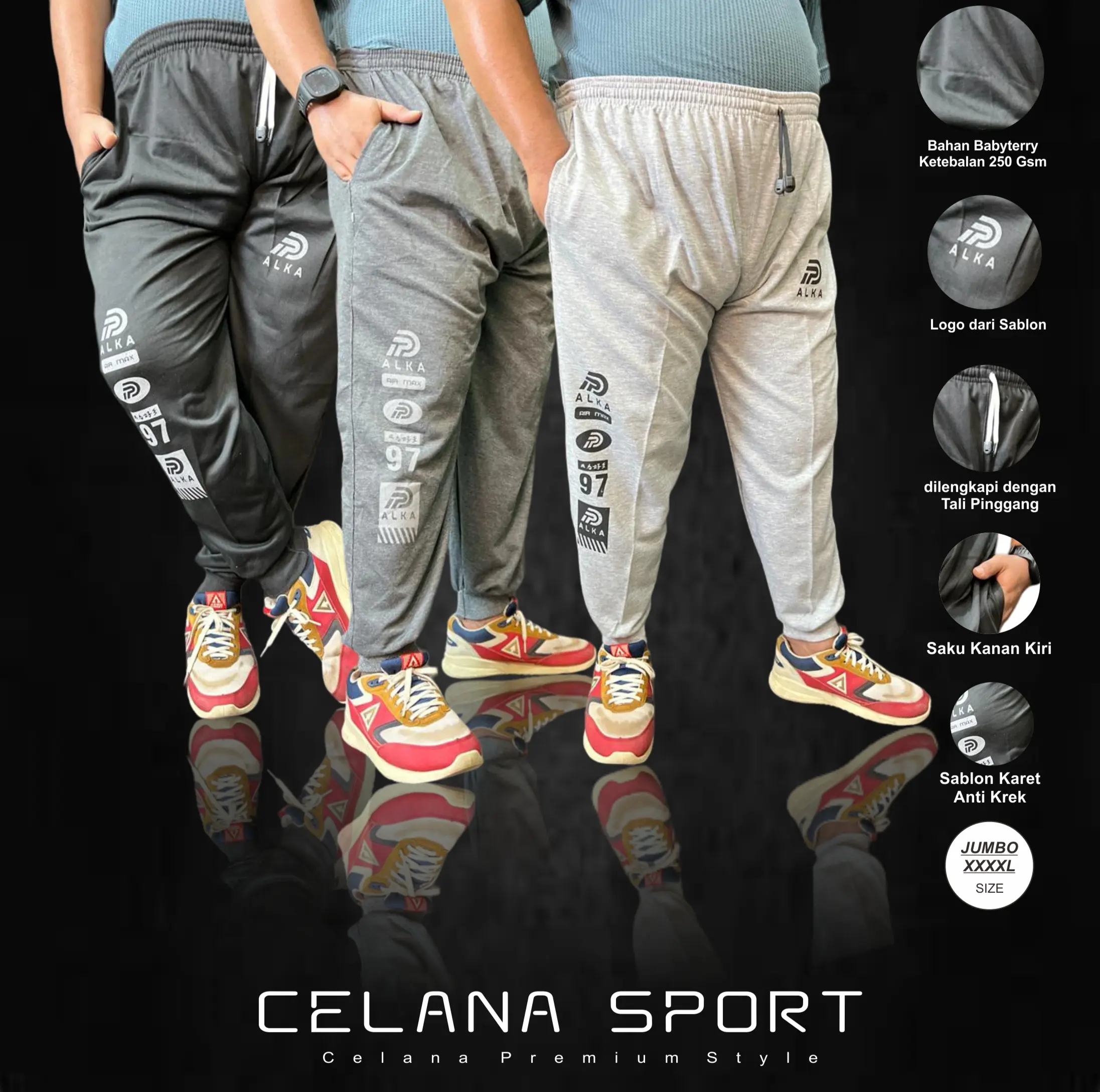[ PROMO SUPER JUMBO !!!! ] 100 RB DAPAT 3 PCS CELANA SUPER JOGGER JUMBO OLAHRAGA SPORT
