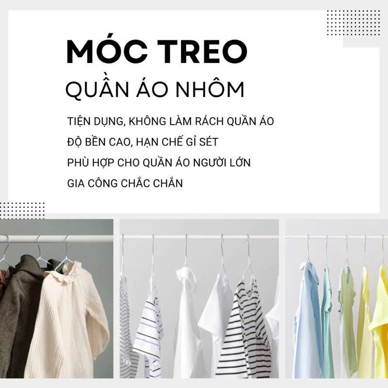Combo 50 móc nhôm treo quần áo người lớn móc phơi đồ mác áo dài 39cm dày 2mm siêu tiện ích