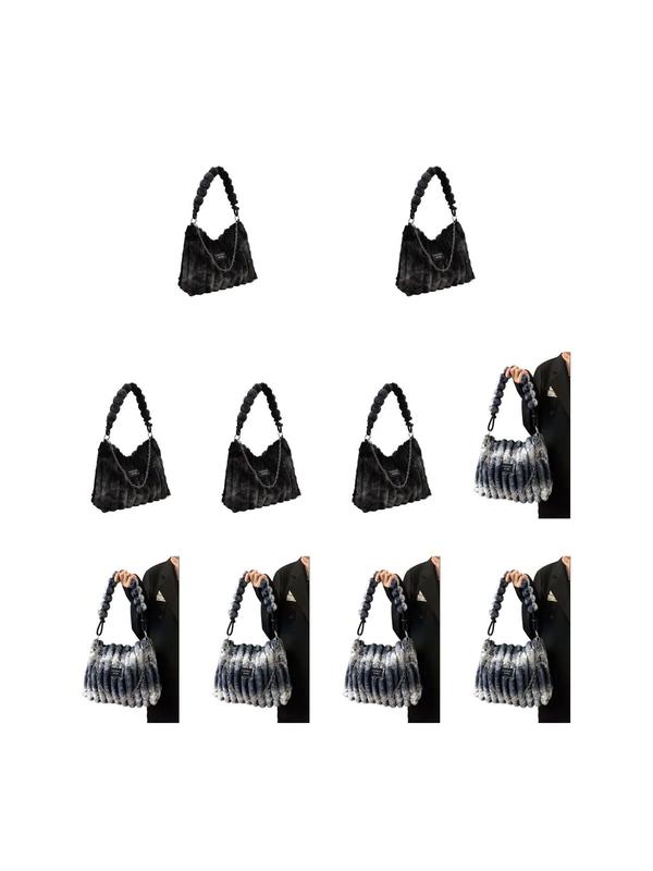 Women's Tie Dye Fluffy Purse Shoulder Bag with Chain Strap, Trendy Large Capacity Square Bag for Women for Fall & Winter, Female Underarm Bag for Party, Club 4