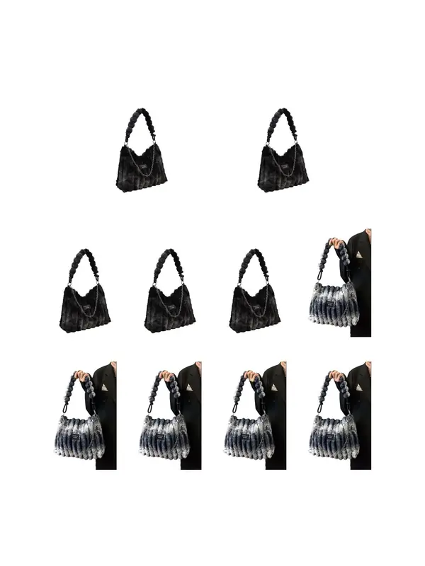 Women's Tie Dye Fluffy Purse Shoulder Bag with Chain Strap, Trendy Large Capacity Square Bag for Women for Fall & Winter, Female Underarm Bag for Party, Club 4