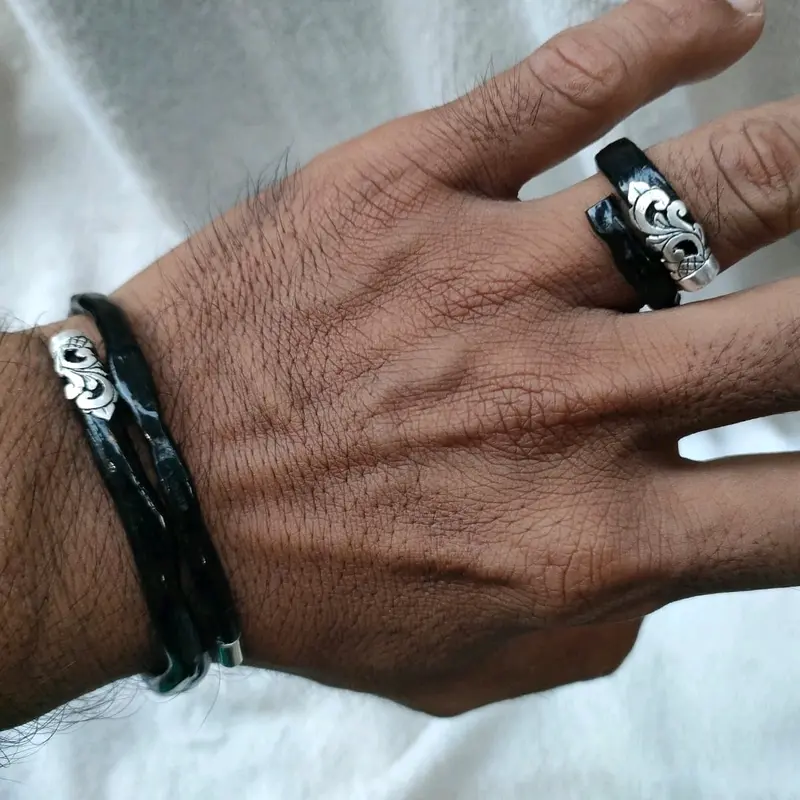 gelang akar Bahar hitam lentur minimalis Asesoris Elegan 5