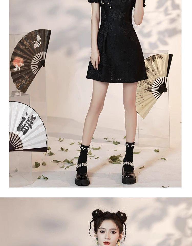 Product Introduction of Black Cheongsam New Summer Improvement Young New Chinese Style Small Girl Dress Lace Short Casual Womenswear 9