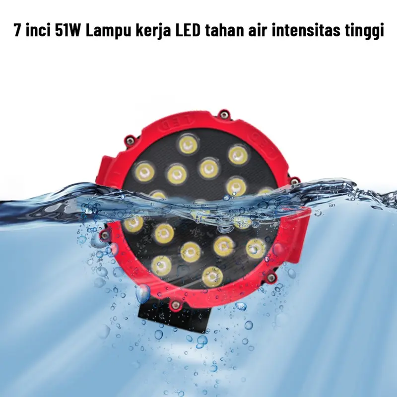 Lampu Tembak 12/24 volt Super Terang Truk Model Baru LED Sorot Tembak Worklight C-ree 17 Titik Mata 51 Watt  Mobil, Motor ,J-eep Hitam/Merah Car 4