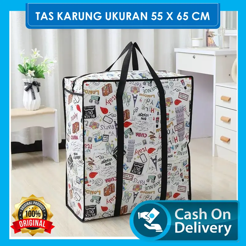 TAS KARUNG RANDOM MOTIF DAN WARNA JUMBO UKURAN 55X65X24 CM TAS BELANJA KARUNG TAS LAUNDRY 0