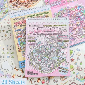 2025 Buku Stiker 20 Lembar - Stiker 3D Adegan Kabin Kartun Hadiah Anak DIY Scrapbook Mainan Rumah Mini