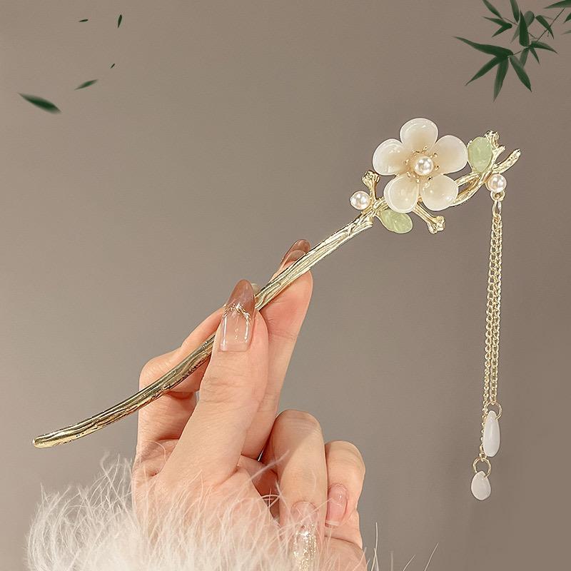 Kẹp Tóc Tua Rua Hoa, Phong Cách Cổ Xưa, Cao Cấp Cho Nữ, Hanfu, Dễ Phối Đồ, Móc Cài Tóc, Thích Hợp Cho Sườn Xám Tóc Updo, Phụ Kiện Đội Đầu 6