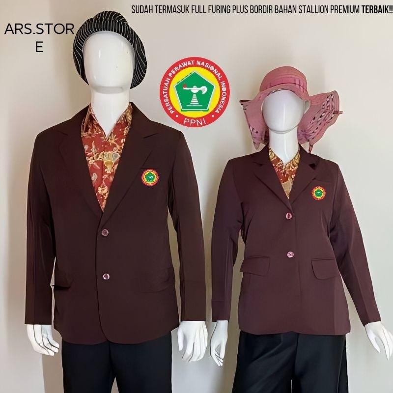 JAS PPNI WANITA/ JAS PERAWAT WARNA BARU/JAS PPNI BURGUNDI LOGO BORDIR Blazer Panjang 1
